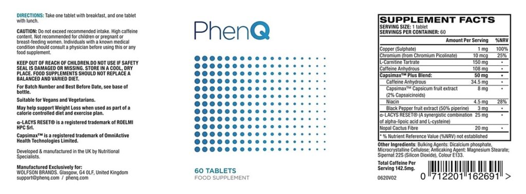 PhenQ Supplement Facts